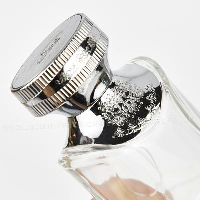 China Non Spill Custom competitive price luxury silver zinc alloy lids refillable acrylic perfume cap manufacturers perfume magnetic cap square for sale