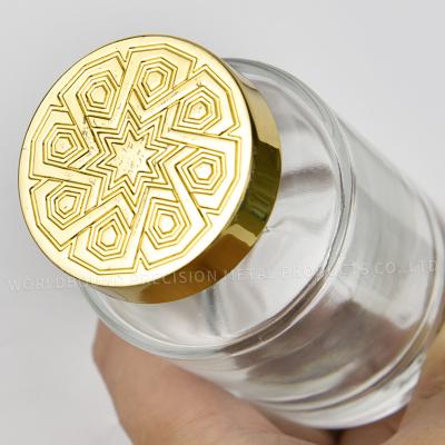 China Pilfer-Proof Factory custom gold logo printed aluminum perfume glass bottle crown caps for sale