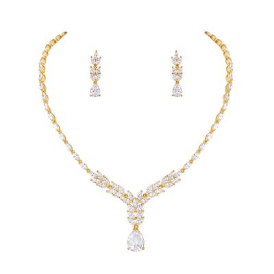 China New Arrival High Quality Sparkly Zircon Jewelry Set Weiman Jewelry Set Cuban Link Tennis Necklace Luxury Chain Jewelry Set And Drop Earring for sale