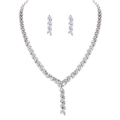 China Big Heart Cut Luxury High Quality Zircon Wedding Bridal Jewelry Set Weiman Jewelry Set Necklace And Earrings for sale