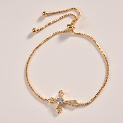 China FASHIONABLE New Arrival High Quality Zircon CZ Crystal Cross Bracelets Adjustable All Fitted Size for Women or Kids for sale