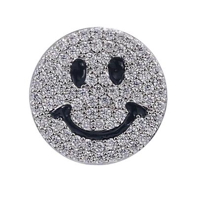 China TXZ200 Zircon Crystal Pave Smiling Face Jewelry Brass Shiny Brooches Collar Label Pins for sale