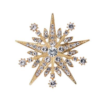 China ALLOY New Arrival Clear Crystal Rhinestones Starburst Brooches For Women Fashion Costume Jewelry Or Wedding Decoration for sale