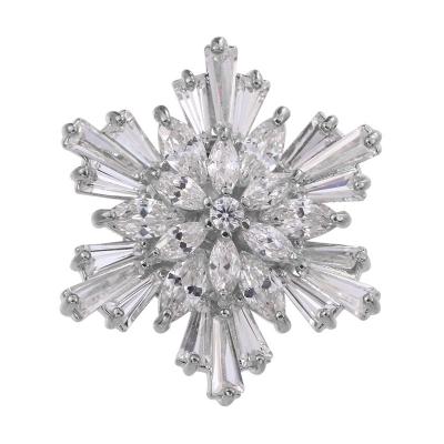 China Crystal Sparkly CZ Brass High Quality Snowflake Zirconia TXZ192 Jewelry Luxury Brooches for sale