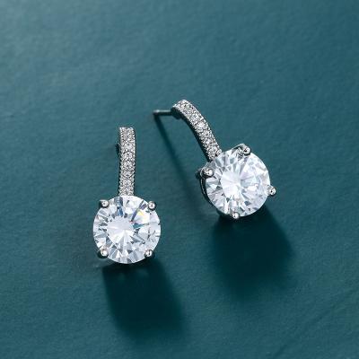 China High Quality Sparkling Round Cut Zircon CZ Crystal Drop Earrings New Arrival Lead Free Nickel Free for sale