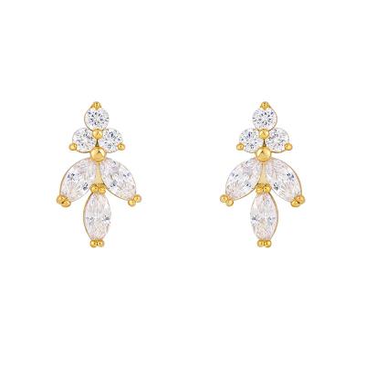 China New Arrival Lead Free Nickel Free Marquise Cut Cubic Zirconia Sparkling High Quality CZ Crystal Leaf Shape Earrings for sale