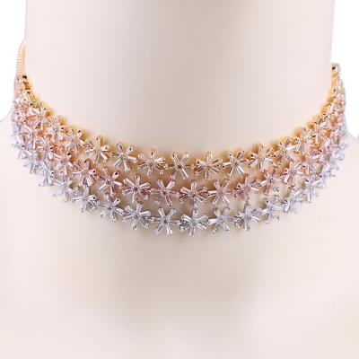 China Fashionable Elegant Choker Necklace Zircon Shape Flower Shining Weiman Jewelry Women Party Wear Jewelry for sale