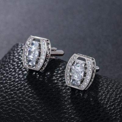 China New Arrival Tasty Crystal Oval Shape Zircon Zircon Brass Cufflinks For Men for sale