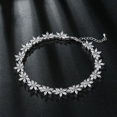 China NEW Arrival FASHIONABLE Jewelry Weiman Flower Tasty Zircon CZ Crystal Rhodium Plated Tennis Anklet for sale