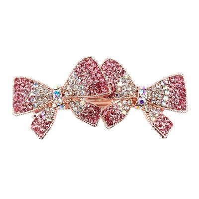 China ALLOY Multi Colors Crystal Rhinestones Double Bow Hair Clip Hairpins Jewelry Girls Hair Accessories for sale