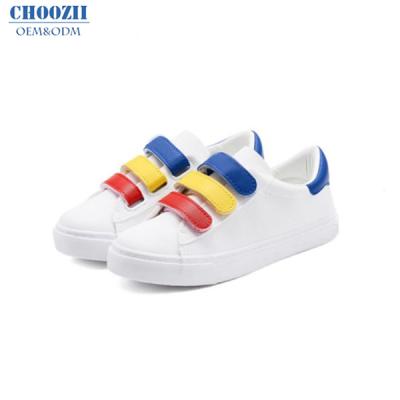 China Pretty New Design Anti-slippery Casual Top Fashion Choozii Genuine Leather Shoes Kids White Sneakers for sale