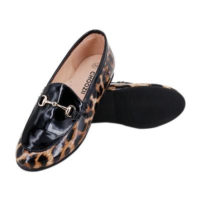 China Customized Kids Chic Round Penny Shoes Loafers Casual Patent Print Slip On Black Luxury Genuine Leather Loafers Shoes For Kids for sale