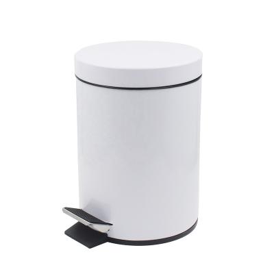 China Household Viable Round Trash Can Waste Pedal Trash Can Small Metal Trash Bin for sale