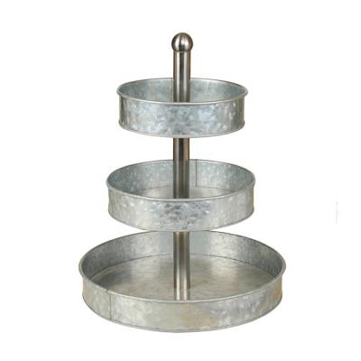 China Eco-Friendly Vintage Farmhouse Indoor Outdoor Party and Rustic Holiday Decor Galvanized 3 Tier Serving Tray for sale