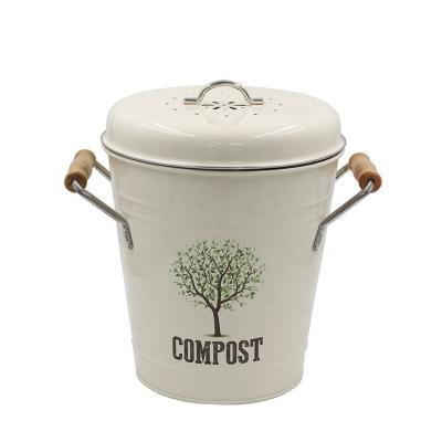 China Sustainable Small Premium Double Layer Powder Coated Carbon Steel Countertop Compost Bin for sale