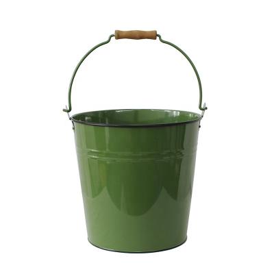 China Sustainable Metal Bucket Dark Green Bucket With Handle for sale