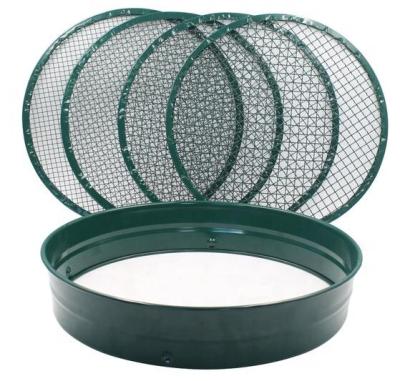 China Garden Eco-Friendly Metal 1/2 Stackable Sieve Pan 1/4 3/8 Interchangeable 1/8 Inch Filter Garden Mesh Sieve Set for sale