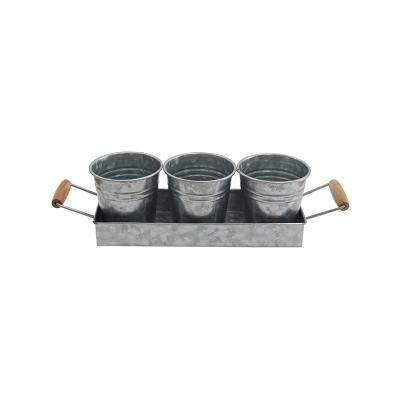 China Eco-Friendly Vintage Windowsill Set Of 3 Herb Or Flower Pot Set With Tray for sale