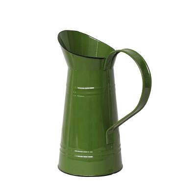 China Country Style Metal Rustic Flower Vase Green French Primitive Pitcher Pitcher For For Home Decoration for sale