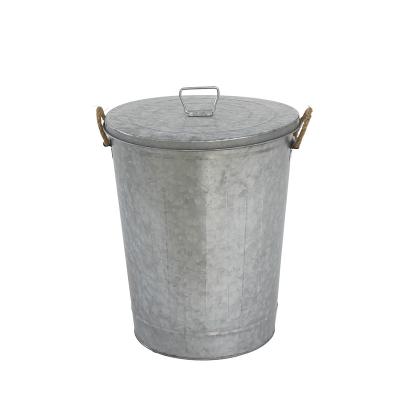 China Sustainable Garden Galvanized Metal Waste Bin With Lid for sale