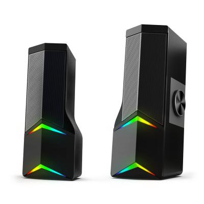 China Yes Cool Rainbow Lights Gaming Soundbar 2.0 Computer Speaker For Gamer Gaming Player Laptop Bass Speaker for sale