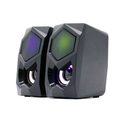 China RGB New RGB Mini Sound Audio Stereo Bass Speakers Music Soundbar Cable Desktop Game Backlight Computer Colorful LED Speakers Light for sale