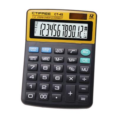 China CT-4S Desktop Calculator Solar Battery Desktop Calculator 12-Digits General Purpose LCD Display Show Dual Power Financial Scientific Desktop Calculators for sale