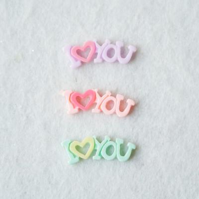 China 200Pcs/Bag Europe Resin Charms Flat Back Words LOVE For Mother Valentine's Day Theme Gift Jewelry Making for sale