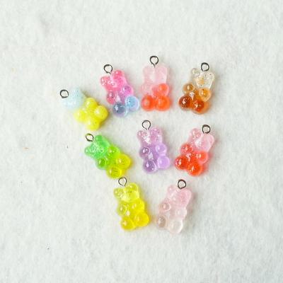 China 200Pcs/Bag Colorful Europe Bear Charms Pendants Resin Bear Keychains For DIY Jewelry Necklace Supplies for sale