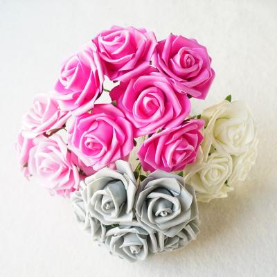 China Real Looking Hand Made Foam Roses Artificial Flowers Stems For DIY Wedding Bouquets Centerpieces for sale