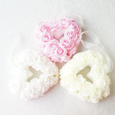 China Hand Made Heart Shaped Flower Rose Garland Foam For Valentine's Day Home Wedding Decoration for sale