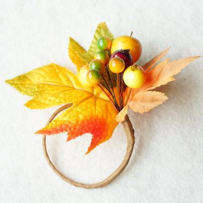 China Traditional Handmade Ring For Autumn Fall Table Decor of Bayberry Napkin and Harvest Maple Fruit for sale