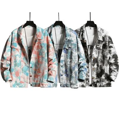 China 2021 Wholesale New Style Mens Denim Jacket QUICK DRY Oversized Tie Dyed Jean Jackets Plus Size Men for sale