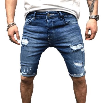 China New Breathable Mens Shorts Jeans Short Pants Destroyed Skinny Jeans Ripped To Pants Fringed Denim for sale