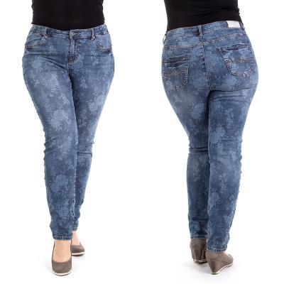 China OEM ODM Sustainable Jeans Manufacturing Factory High Waisted Plus Size Jeans In Printing Fabric for sale