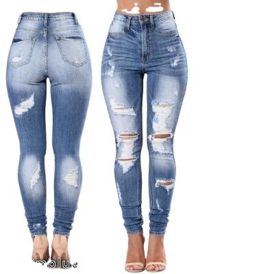 China Breathable Ripped Ankle-tied Ripped Jeans Fashion Elastic Skinny Beggar Women's Diet Pants for sale