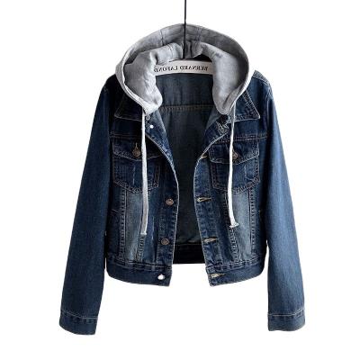 China High Quality Breathable Oversized Long Denim Jackets Distressed Women's Lattice Jacket Wholesale Denim Jackets With Hoodies for sale