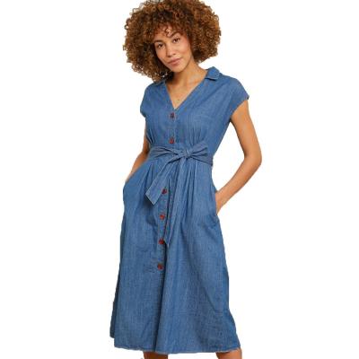 China China Factory Stylish Women Denim Dress OEM Breathable Medium Blue Jeans for sale