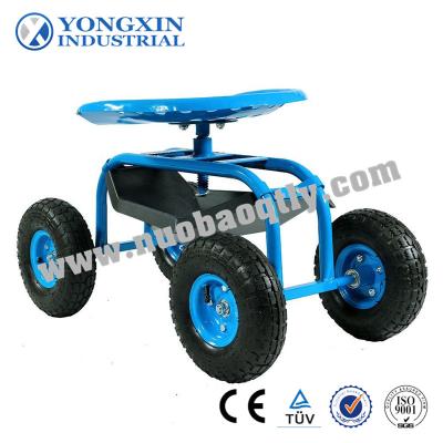 China Durable Rolling Garden Cart With 360 Degree Swivel Seat With PVC Tray for sale