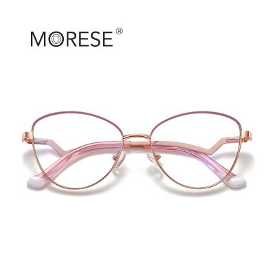 China MORESE Model 3048 Decoration Cat Eye Eyeglasses Metal Optical Eyewear Designer Fashion Glasses OEM ODM Prescription & ODM Frames Prepare Stock for sale