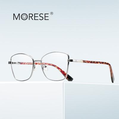 China OEM Logo Customized Eyeglasses Pingfan Glasses Cat Eye Designer Eyeglasses Metal Optical Frame Model 3010 MORESE Prescription for sale