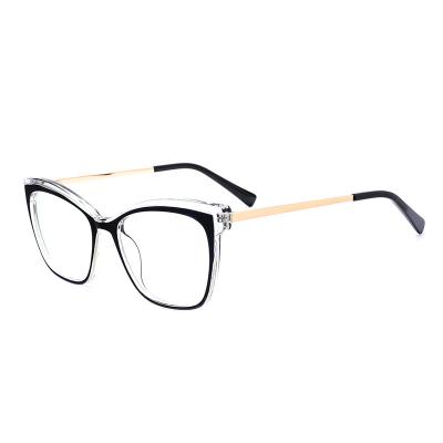 China 2021 Fashionable Designer Blue Ray Bluelight Gold Cat Eye Glasses Frames Glasses Optical Eyewear For Full Face for sale