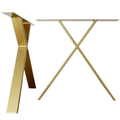 China 2021 Modern Metal Dining Table Legs X Shape Modern Steel Gold Table Legs Chrome Table Base Iron Black Industrial Legs For Live Edge for sale