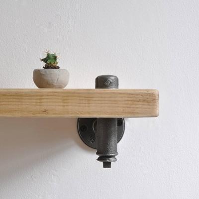 China Modern Industrial Wall Mounted Heavy Duty Iron Pipe Shelf Bracket Wood Panel Pipe Wall Shelves Home Decor for sale