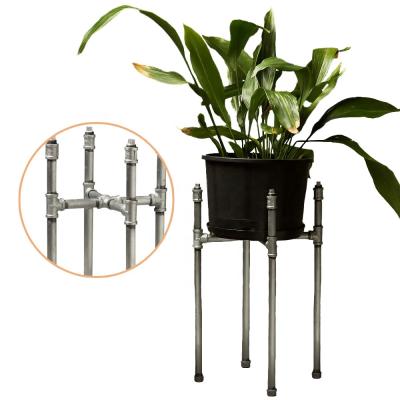 China Modern Industrial Style Pipe Plant Stand Wrought Iron Flower Pot Planter Stand Metal Ribbon Flower Stand Indoor Indoor Outdoor Rack for sale