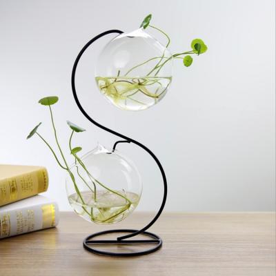 China Micro Art Iron Landscape Decoration Hydroponic Vase Hanging Glass Creative Pot Copper Coin Radish Green Aquarium Plant Durable Material for sale