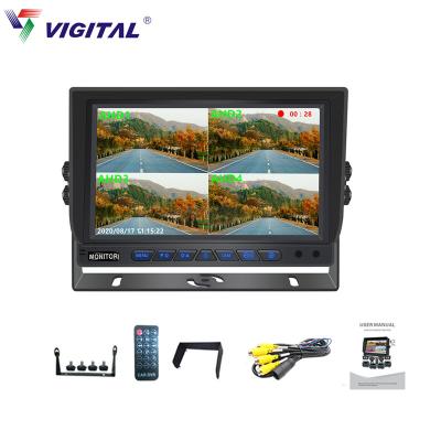 China Multi-Language Support 7 Inch 4-Channel Quad & SD Card AHD Vehicle TFT LCD Screen High Quality Car Monitor for sale