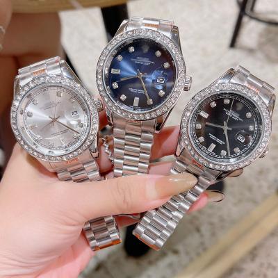 China Top quality auto date crown ice bling watches luxury diamond quartz 10 watch steel waterproof head noob for sale