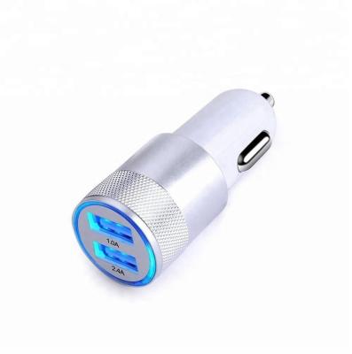 China BSCI Factory OEM Design 5v 3.1a Mobile Phone Dual USB Portable Metal Mobile Phone Car Left Fast Charger for sale