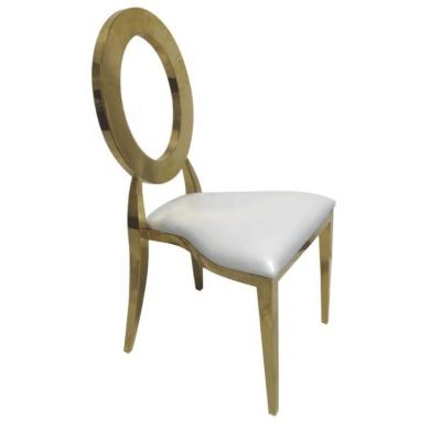 China Post modern hotel restaurant furniture wholesale stacking rose gold tiffany events used stainless steel dining chair for sale